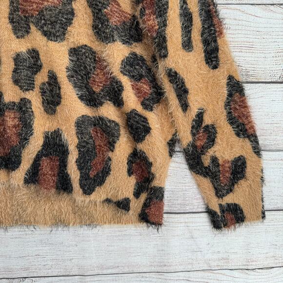 Show Me Your MuMu Fatima Turtleneck Sweater Womens M Cheetah Fever Knit Brown - Picture 6 of 13